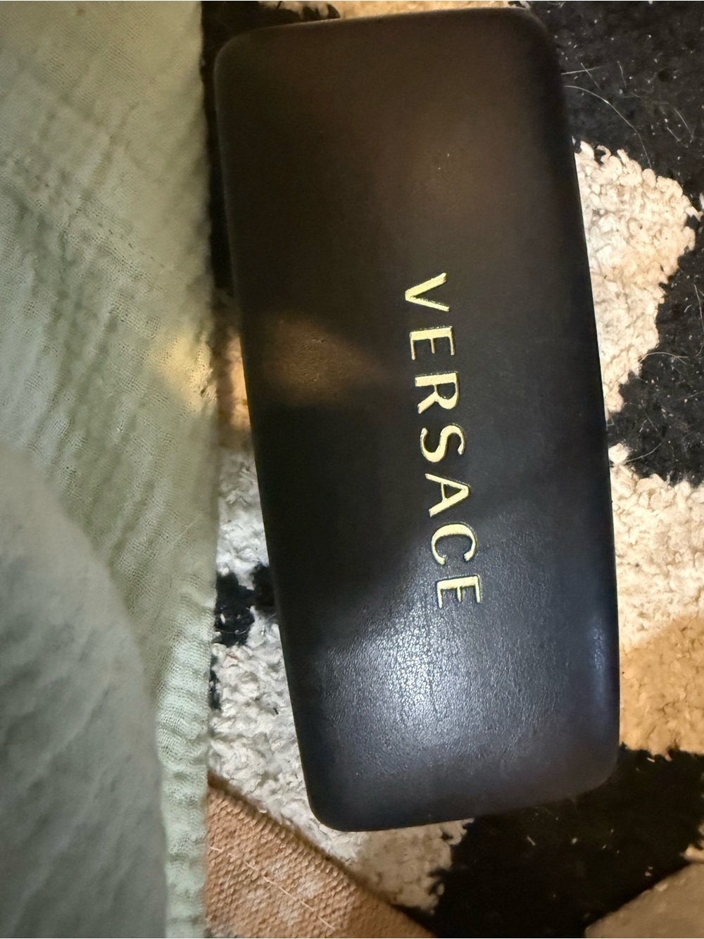 Versace Black Sunglasses Case with Gold Logo